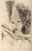 Marie Laurencin Woman wearing the big hat oil painting reproduction